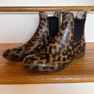 J. Crew Size 8 Leopard Print Women's Ankle Rain Boots Waterproof Jelly Booties